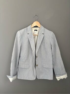 J. Crew Light Blue Chambray Cotton 2-Button Single-Vent Blazer - 6